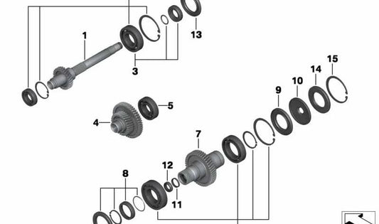 Eje de transmisión intermedio OEM 24218546638 para BMW Motorrad C 650 Sport (CK18) y C 650 GT (CK19). Compatible con modelos automáticos desde 10/2015 hasta 08/2020. Original BMW Motorrad.