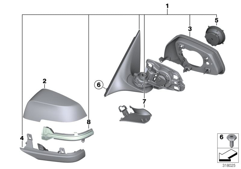 Intermitente lateral espejo izquierdo OEM 63137308535 para BMW F07, F10, F11, F06, F12, F13, F01, F02. Compatible con todos los modelos indicados. Recambio original BMW.
