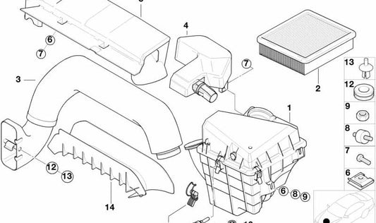 Silenciador de admisión de aire OEM 13711433694 para BMW E36 (316i) y Z3 (1.9). Compatible con motores M43. Original BMW.