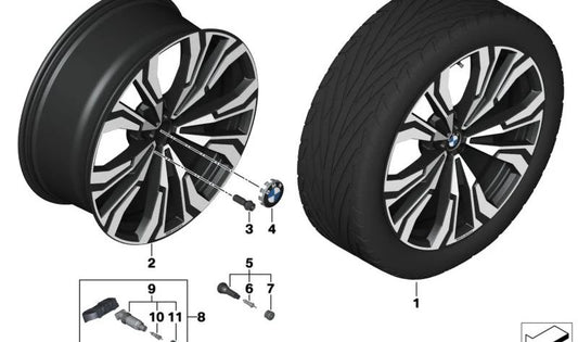 Llantas de aleación ligera 23" Jet Black OEM 36117916269 para BMW X7 G07. Original BMW.