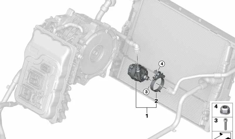 Soporte de bomba de agua eléctrica OEM 11518600443 para BMW I12, I12N, I15. Pieza original BMW.