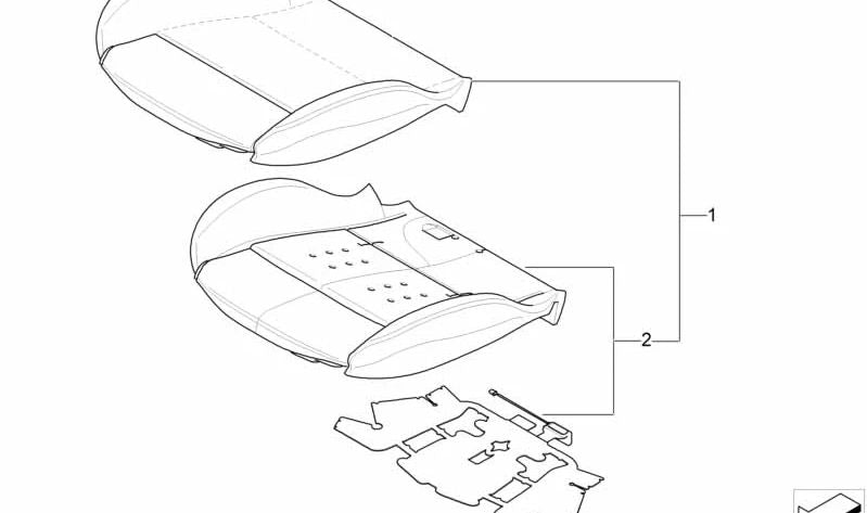 Repuesto acolchado para asiento de cuero sintético OEM 52109144216 para BMW E90, E90N, E91, E91N. Pieza original BMW. Ideal para reparar o renovar el asiento deportivo delantero. Color negro.