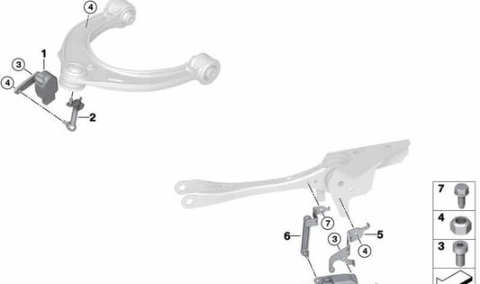 Rear Leveling Sensor Bracket for BMW I12, I12N, I15 (OEM 37146858051). Original BMW