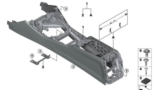 Consola central OEM 51166996833 para BMW G42, G87, G20, G21, G28, G80, G81, G22, G23, G26, G82, G83. Original BMW.