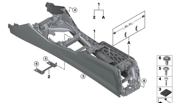 Consola central OEM 51166996833 para BMW G42, G87, G20, G21, G28, G80, G81, G22, G23, G26, G82, G83. Original BMW.