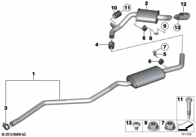 Rear silencer for BMW E81, E87N (OEM 18307812260). Original BMW