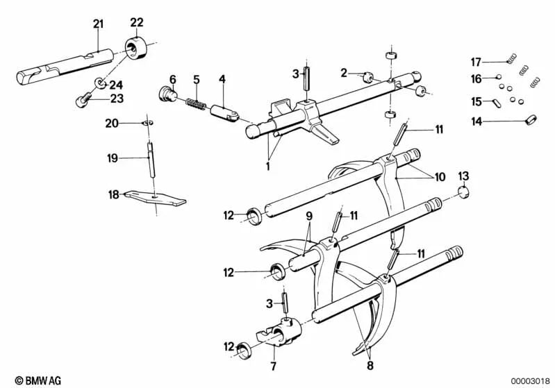 Fixing PIN para BMW Series 1 E87, Série 3 E21, E30, E36, E46, Série 5 E12, E28, E34, E39, Série 6 E24, Série 7 E23, E32, Z4 E85 (OEM 23311201113). BMW original.