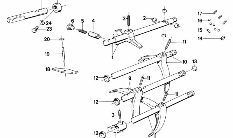 Lever for BMW 3 Series E21, E30 5 Series E28, E34 6 Series E24 7 Series E23, E32 (OEM 23311224141). Genuine BMW