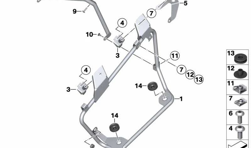 Support central OEM 46547693196 pour BMW R1200RT Motorcycles, R900RT. BMW original Motorrad.