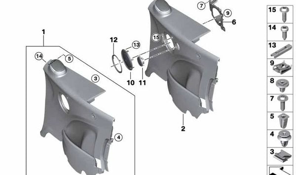Soporte altavoz izquierdo OEM 51437381997 para MINI Cabrio F57, F57 LCI, F57 BEV… y más. Original MINI.
