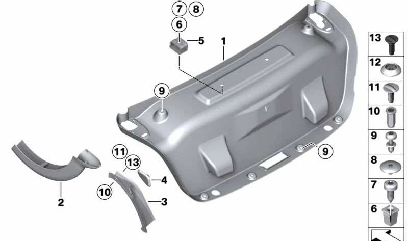 Cubierta lateral izquierda OEM 51717360333 para BMW F32, F32N, F82. Pieza original BMW.