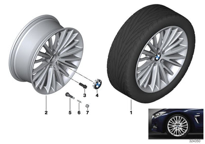 Llanta de aleación multirradio 399 trasera 19" OEM 36116856219 para BMW F30, F31, F32, F33, F36. Original BMW.