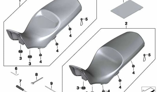 Banco de asiento bajo negro OEM 52538535834 para motos BMW F800GS Adventure, F700GS Adventure. Original BMW Motorrad.