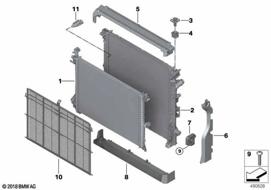 Kältemittel Kühler für BMW X5 G05, G18, X6 G06, X7 G07 (OEM 17115A3F245). Original BMW