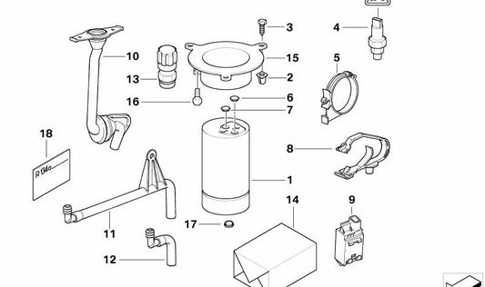Botella deshidratadora de aire acondicionado OEM 64538375757 para BMW E38 728i, 730i {todos los modelos compatibles}. Original BMW.