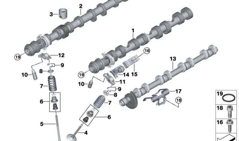 Albero a camme di scarico per BMW 5 F90 Series, G30, G31, 7 G11N, G12N, serie 8 F91, F92, F93, G14, G15, G16, X5 F95, G05, X6 F96, G06, X7 G07 (OEM 11317852368). BMW originale