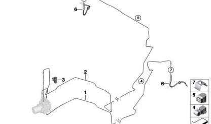 Latiguillo de freno trasero OEM 34306872058 para BMW G01, G08, F97, G02, F98. Compatible con X3 y X4. Sustituye latiguillo trasero original. Repuesto original BMW.