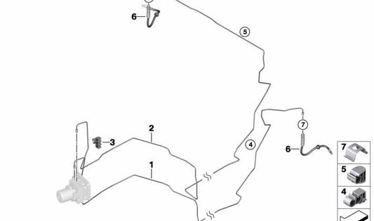 Conector de tubería de freno trasero OEM 34326871439 para BMW X3 (F97, F97N, G01, G01N, G08, G08N) y BMW X4 (F98, F98N, G02, G02N). Original BMW.