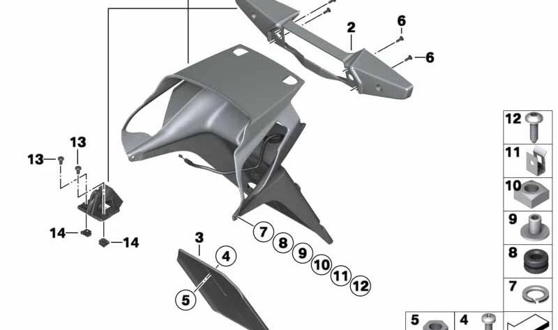 Soporte para matrícula OEM 46627692858 para motos BMW R1200RT, R900RT. Original BMW Motorrad.