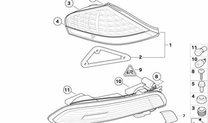 Piloto trasero derecho para BMW E63, E64 (OEM 63217177070). Original BMW