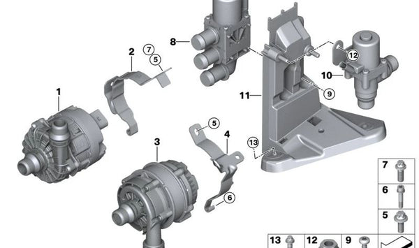Soporte de bomba de refrigerante adicional OEM 11518740105 para BMW G08. Original BMW.