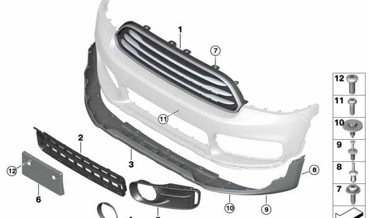 Rejilla decorativa capó delantero cerrada OEM 51137405408 para MINI Countryman F60. Original MINI.