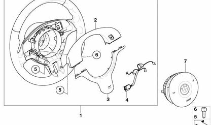 Tapa embellecedora para volante deportivo OEM 32347833936 para BMW Serie 3 (E46). Original BMW.