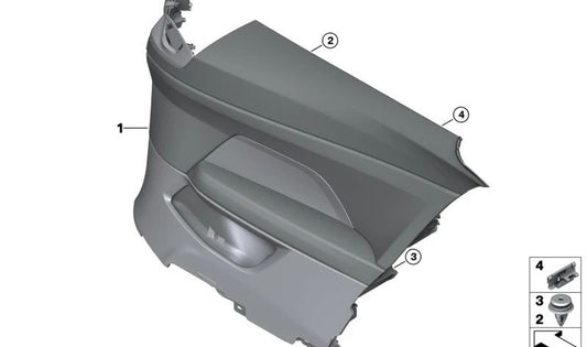 Panel lateral derecho (Seitenverkleidung rechts) OEM 51435A339D4 para BMW G22 (Serie 4 Coupé). Original BMW.