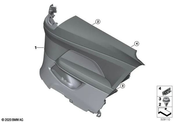 Seitenverkleidung links para BMW G22 Serie 4 (OEM 51435A339E5). Original BMW.