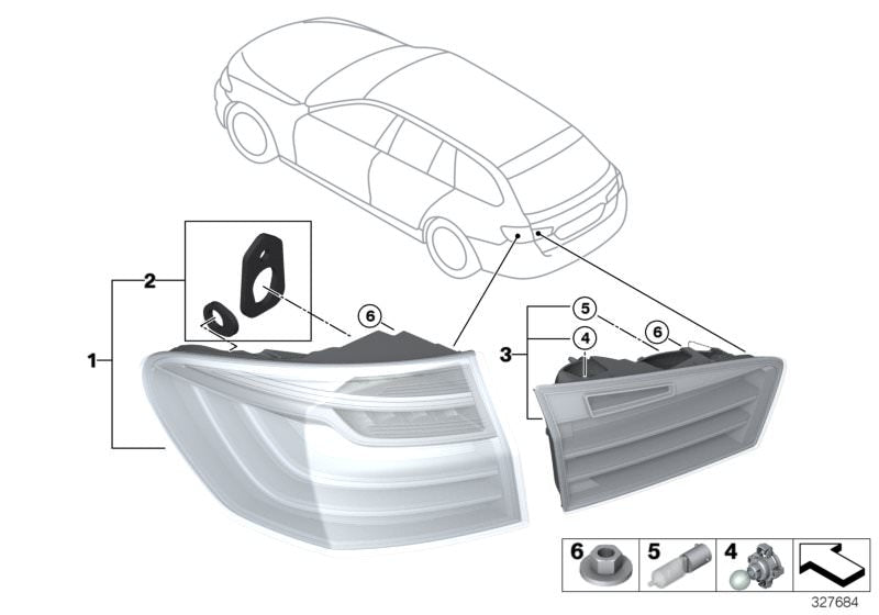 Piloto trasero izquierdo maletero OEM 63217370347 para BMW Serie 5 F11, F11N. Luz trasera original para portón. Compatible con modelos con facelift. Original BMW.