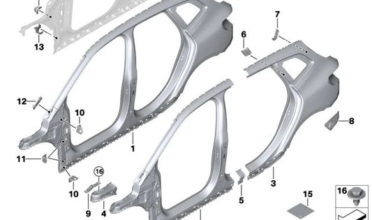 Marco lateral exterior izquierdo OEM 41009854867 para BMW Serie 2 U06. Pieza original BMW.