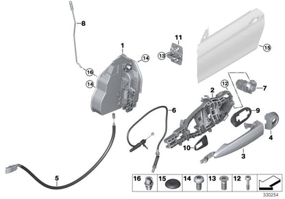 Soporte interior maneta exterior puerta delantera derecha OEM 51217290116 para BMW F32, F33, F82, F83. Original BMW.