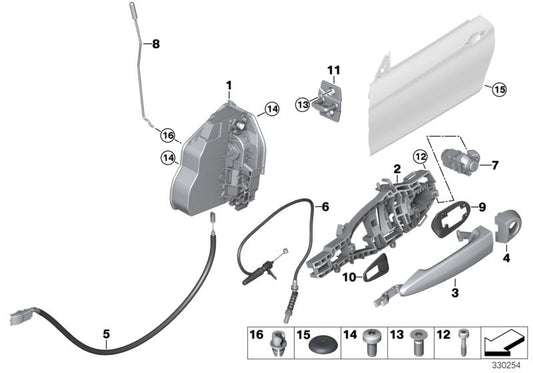 Soporte interior maneta exterior puerta delantera derecha OEM 51217290116 para BMW F32, F33, F82, F83. Original BMW.