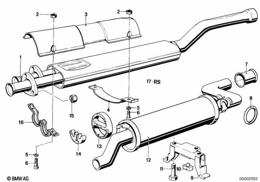 Silenciador anterior para BMW 5 E12 Series (OEM 18121246022). BMW original