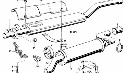 Soporte de escape OEM 18121245566 para BMW E12. Original BMW.