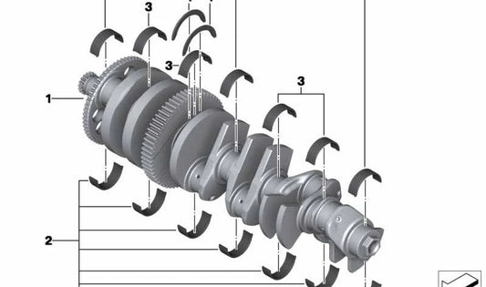 Violette Hauptlagerhalbschale OEM 11217727629 für BMW K 1600 GT, K 1600 GTL, K 1600 Bagger. Original BMW Motorrad.