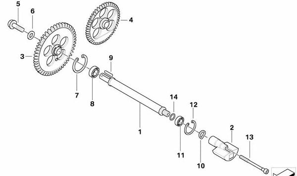 Eje de equilibrado (Ausgleichswelle) OEM 11277670338 para BMW Motorrad 3/20, R 1200 GS (2002-2012), HP2 Enduro, HP2 Megamoto, HP2 Sport. Original BMW Motorrad.