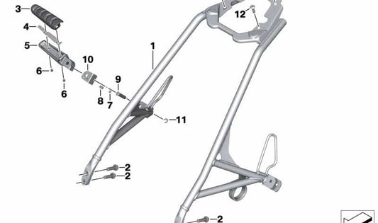 Marco acompañante negro OEM 46518562978 para motos BMW R nineT, R nineT Pure, R nineT Scrambler, R nineT Racer, R nineT Urban G/S. Original BMW Motorrad.