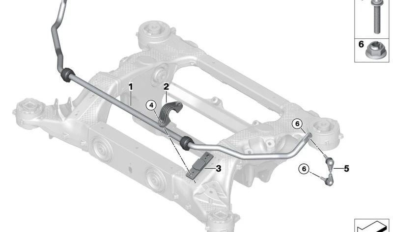 Estabilizadora trasera derecha OEM 33506888790 para BMW I20. Original BMW.