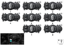 Dispositivo de mando de luz OEM 61315A25478 para MINI F56, F55, Clubman F54, Cabrio F57... y más. Original MINI.