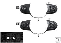 Interruptor para volante multifunción deportivo OEM 61319360505 para MINI F56, F55. Original MINI.