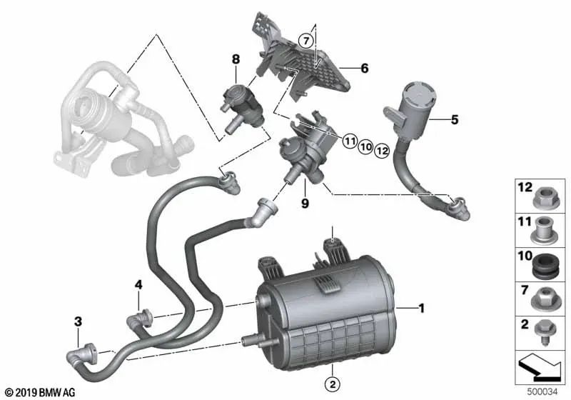 Tank shut-off valve for BMW 3 Series F30N, X5 G05 (OEM 16137441830). Original BMW