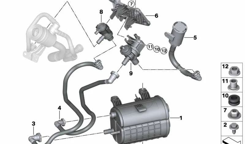Soporte de sujeción OEM 16137439918 para BMW G05, G06. Original BMW.