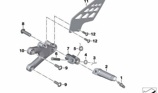 Supporto cuscinetto pedana anteriore OEM 46717711224 per moto BMW S 1000 RR (K46), HP4 (K42). BMW Motorrad originale.