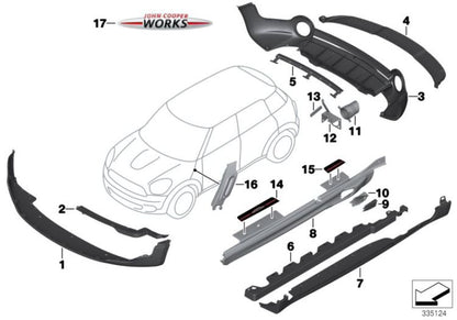 Spoiler trasero OEM 51129809007 para MINI Countryman R60 (Cooper S, Cooper S ALL4). Original MINI.