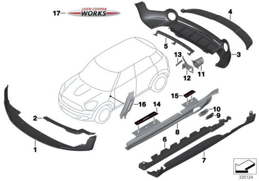 Spoiler trasero OEM 51129809007 para MINI Countryman R60 (Cooper S, Cooper S ALL4). Original MINI.
