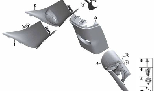 Moldura montante A HiFi derecha OEM 51437406020 para MINI F56, F56 BEV, F56 LCI, F56 BEV LCI. Original MINI.