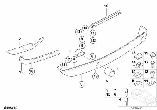 Isolamento térmico do para-choque traseiro inferior esquerdo para BMW E52 (OEM 51488234233). BMW original