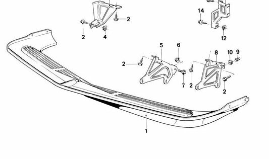 Soporte izquierdo parachoques delantero OEM 51111861375 para BMW E24. Original BMW.