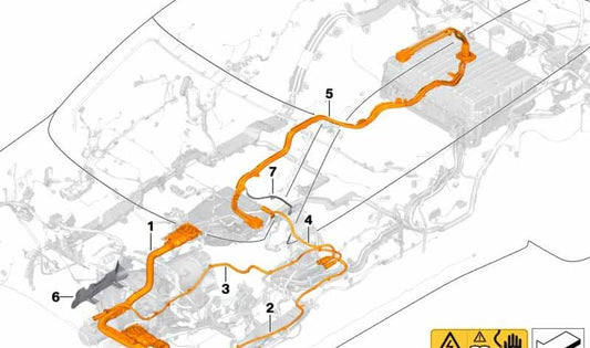 Cable de alto voltaje OEM 61129399624 para BMW X5 F15 híbrido. Conecta la unidad EME a la máquina eléctrica. Original BMW.